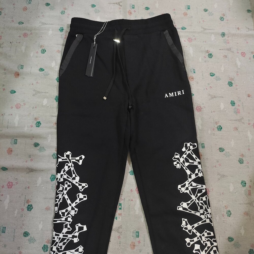 Amiri Black & White Checkered Bones Sweatpants